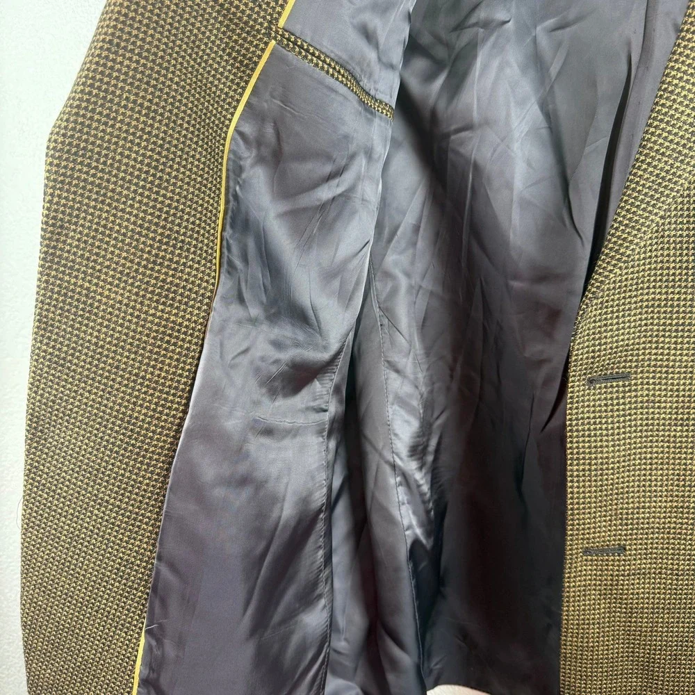 Vintage Hart Schaffner Marx Gold‎ Trumpeter Sport Coat Blazer Green Houndstooth